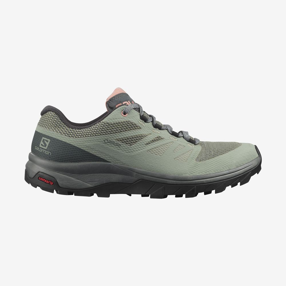 Chaussures De Randonnée Salomon Femme Vert Olive - Salomon OUTLINE GORE-TEX - France (5910-IOCXL)